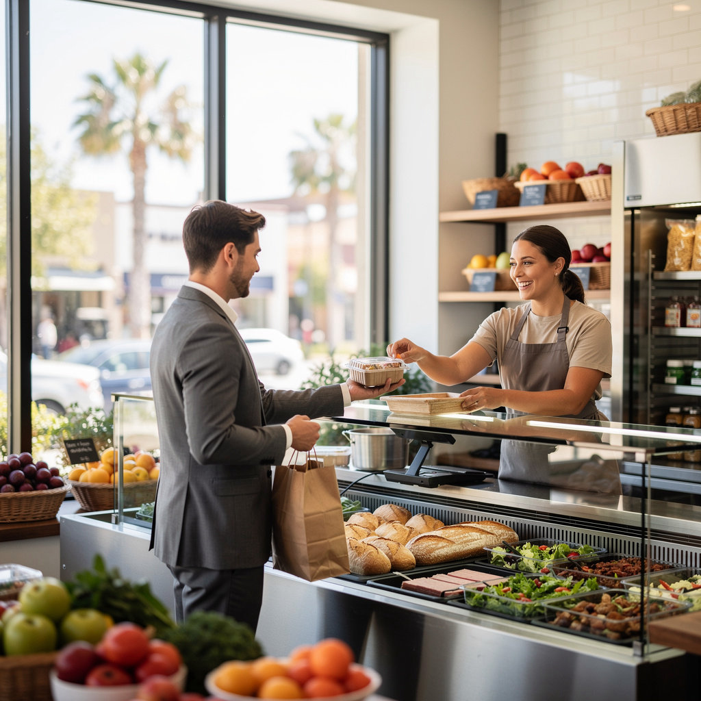 Red Sands Market and Deli interior showcasing fresh deli sandwiches and grocery essentials in Santa Barbara